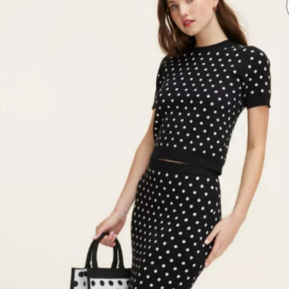 Polka Dot Knit Crossbody kate spade new york White/Black w BAG CHARM - Picture 10 of 10